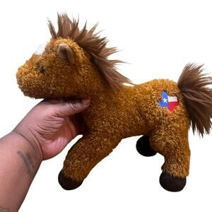 Texas Plush Horse Brown Pony Stuffed Animal Western Ranch Toy Plush 11”
